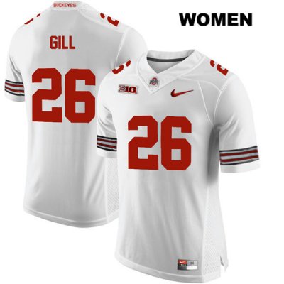 Women's NCAA Ohio State Buckeyes Jaelen Gill #26 College Stitched Authentic Nike White Football Jersey ON20Y57SL